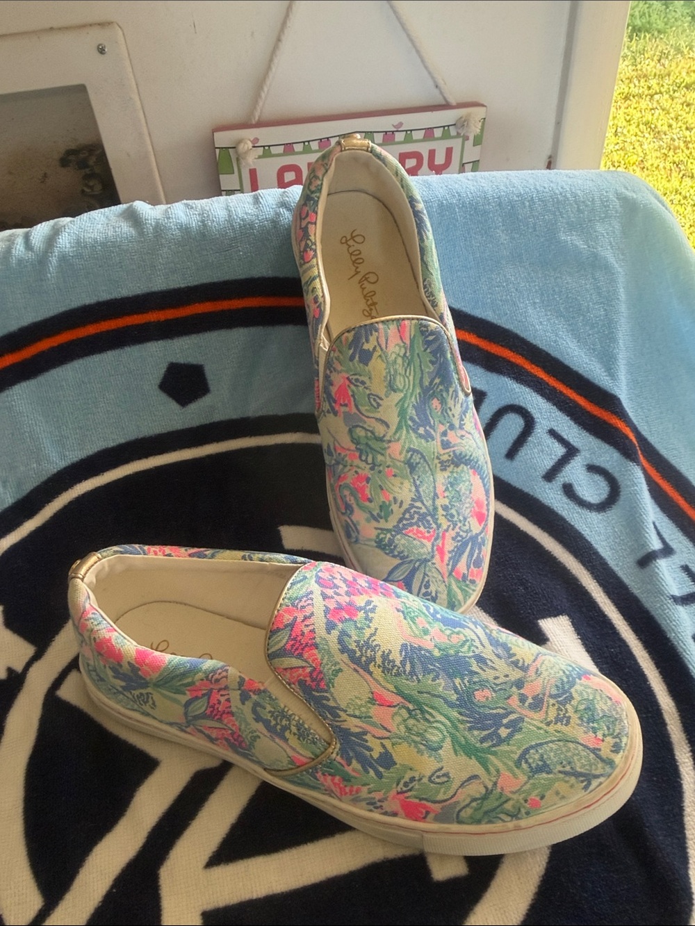 Lilly Pulitzer Slip-On Sneakers in Pink, Blue & Green Floral Print